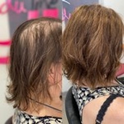 Avant après volumateur capillaire femme réalisé au salon Ondu’line dans l’Yonne